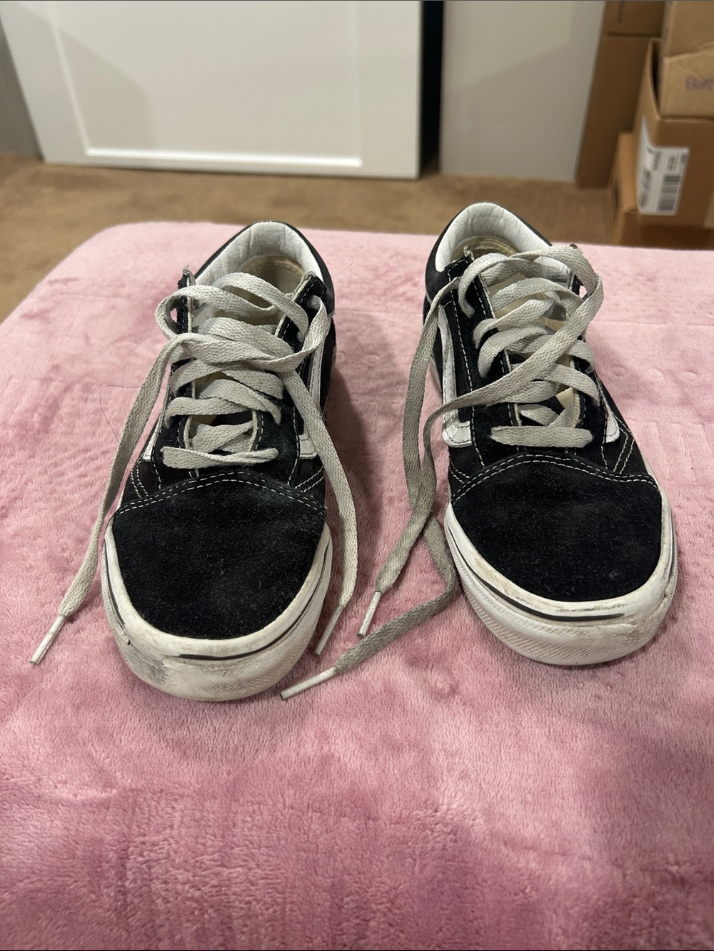 Vans Kids Black and White Low-Top Skate Sneakers